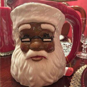 Festive Santa Claus Ceramic Pitcher - Red and White